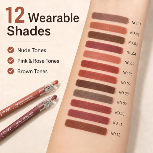 Image of Pack of 12 Lipstick Crayon Pencil Set | Matte Lip Crayon with Sharpener | Long Lasting Waterproof Lip Liner & Lipstick Combo | Multicolor Shades