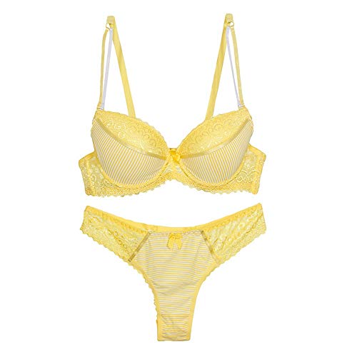 Ensemble soutien-gorge dentelle gris à rayures pour votre routine bien-être