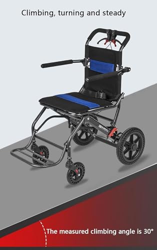 Silla de Ruedas Plegable y Ligera para Transporte, con reposabrazos abatibles, portátil para Viajes y con Capacidad para hasta 100 kg (220 lbs).