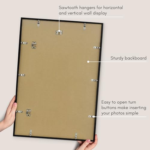 Americanflat 18x26 Poster Frame with Polished Plexiglass - Streamline Collection - Thin Border Picture Frame for Wall Display - Hanging Hardware Included - Black