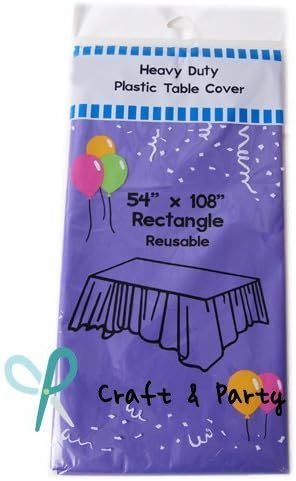 Evershine (6-Pack) Heavy Duty Plastic Table Covers Tablecloth (Reusable) (Rectangle 54" x 108", Purple)