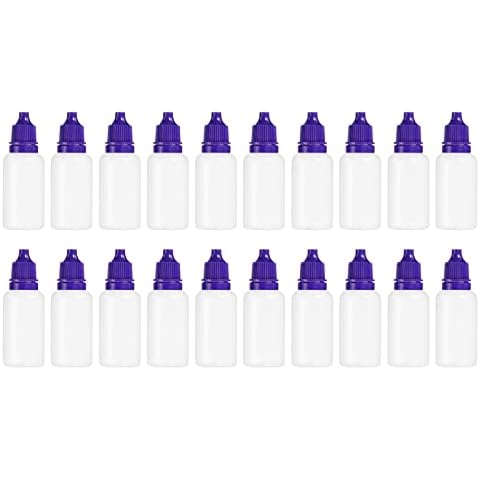 PATIKIL 20ml Liquid Dropper Bottle, 20 Pack PE Squeezable Dropping Eye Dropper Container with PP Cap for Home Travel, Purple Cover