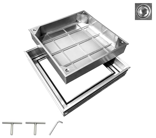 NATOTELA Tapa de registro en aleación de aluminio invisible - Paso 229 x 229 mm - A15 tapa de registro de aluminio para el jardín, otro espacio interior y exterior - Tamaño 300x300mm