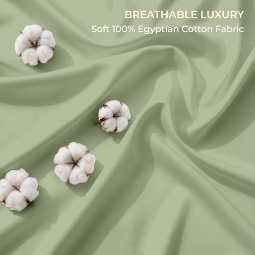 Image of SGI bedding 100% Egyptian Cotton Sheets RV King Size - 600 Thread Count Sheets Set, Soft, Cooling, 15 inch Deep Pocket, Luxury Hotel Bedding, Breathable, Durable - Moss