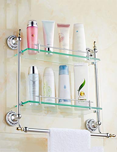 Toallero de baño con marco de cosméticos y doble capa 3