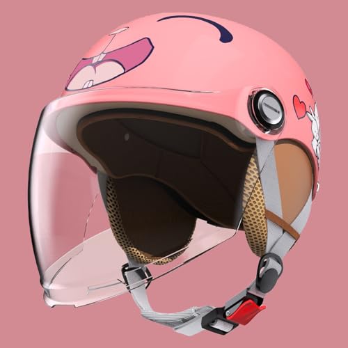 Casco De Moto Abierto para Niños, Casco Jet con Visera para Niños Y Niñas De 3 A 16 Años, Casco De Scooter Infantil Homologado Según ECE 22.06 E,48-54cm