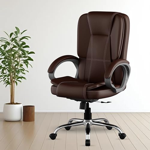 Image of FUGO FG13 Ergonomic Office Chair | Adjustable Height Swivel Chair with 360 Rotation | Comfortable Seating for Home Office & Study | Computer Desk Chair with 3-Year Warranty (Brown)