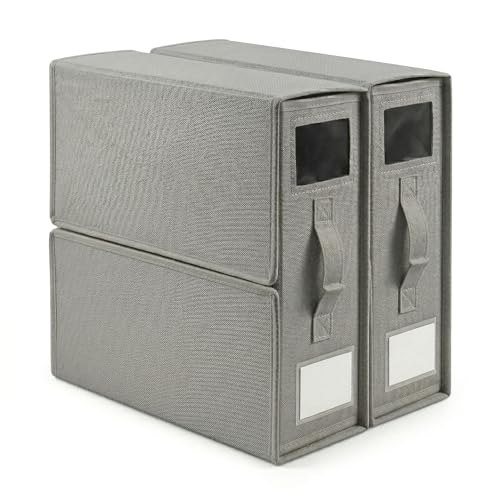 Image of CLAPONE Bedsheet Organizer Storage Box, Foldable Clothes Storage Container, Non-Woven Closet Organizer for Bedding, Blankets, Comforters & Underbed Storage (Grey, Pack Of 2)