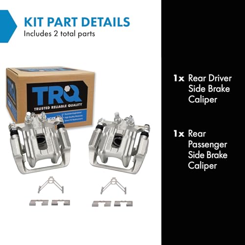 Image of TRQ Rear Driver and Passenger Side Brake Caliper Set Hardware Compatible with 07-12 Acura RDX 07-11 Honda CR-V excluding Japan Built Models 10-11 Accord Crosstour