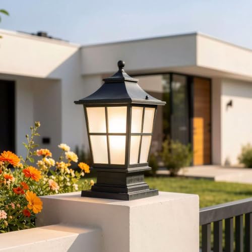 Farol de poste impermeable con cableado fijo para iluminación resistente en patios 3