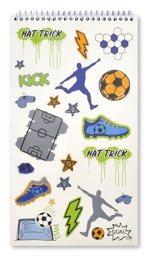 Image of iscream + Corey Paige Designs Fold and Send Boys Stationery - Born to Play | 40 Pack, Fun Print, Spiral Bound, Large 10.5 inch x 5.75 inch Cards, Coordinating Sticker Sheets, Fold and Send, Summer Camp Ready