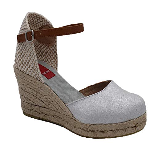 PASARELA - Sandalias Cuña Esparto Plata Mujer 623 Mujer Color: Plata Talla:...