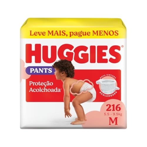 Huggies Fralda Pants Descartável Proteção Acolchoada M - 216 fraldas Huggies Fralda Pants Descartável Proteção Acolchoada M - 216 fraldas