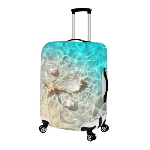 Ocean Theme Print Luggage Covers for Suitcase Washable, Shellfish & Starfish Print Lightweight Suitcase Cover Protector for Travel Fits 18" - 21" Luggage, Protector De Maletas De Viaje2