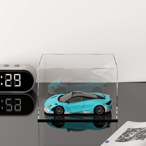 Image of Acrylic Display Case for 1:24 Model Cars, Versatile Clear Acrylic Display Box with Black Base for Diecast Cars