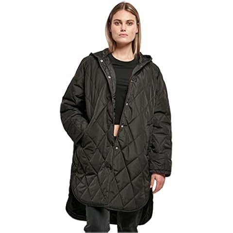 Urban Classics Damen Ladies Oversized Diamond Quilted Hooded Coat Mantel Cover