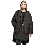Urban Classics Damen Ladies Oversized Diamond Quilted Hooded Coat Mantel, Schwarz, M EU
