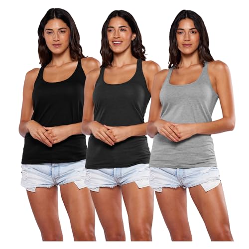 La mejor selección de Camisetas de tirantes para Mujer - los preferidos. 44 Pack 3 Playeras Sin Mangas para Mujer, Camiseta De Tirantes con Espalda Cruzada, Algodon Suave y Transpirable