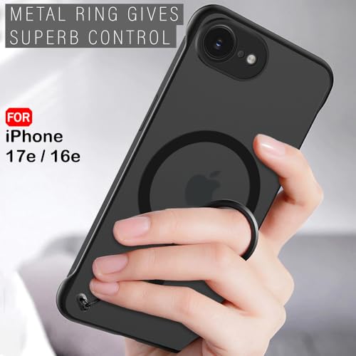 Image of TheGiftKart for iPhone 16e / iPhone 17e Case, Slim Hard Back Cover Compatible with Magsafe, Matte Frosted Translucent Back, Lightweight Profile, Hybrid Ultimate Slim Back Cover Case (PC & TPU, Black)