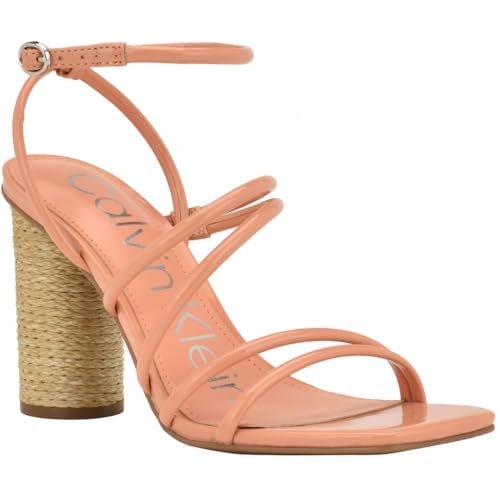 Calvin Klein Womens Sizzle Patent Ankle Strap Heels Orange 11 Medium (B,M)