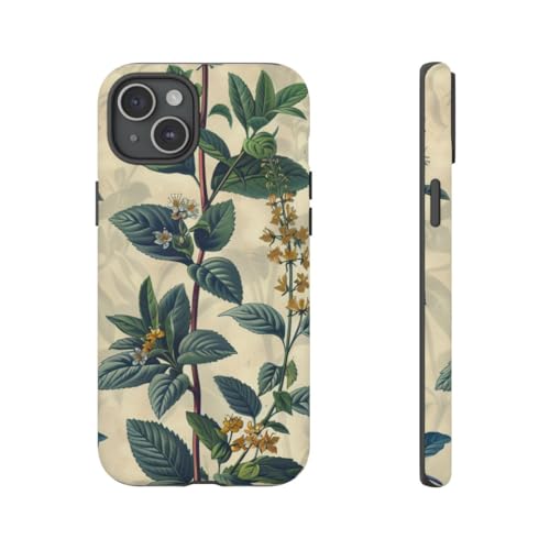Coque herbes botaniques iPhone 15 Plus, l'accessoire nature chic