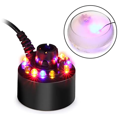 FITNATE Mist Machine Colour Changing 12 LED Ultrasonic Mist Maker Fogger Pond Fog Atomizer, UK Plug, for Halloween, Party Cover