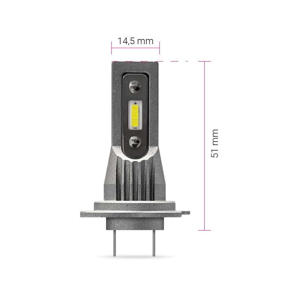 DISCORAMA® KIT LAMPADE LED SIRIUS H7 CORTA 12V 6000K CHIP SEOUL CSP COPPIA FARI LUCE BIANCA