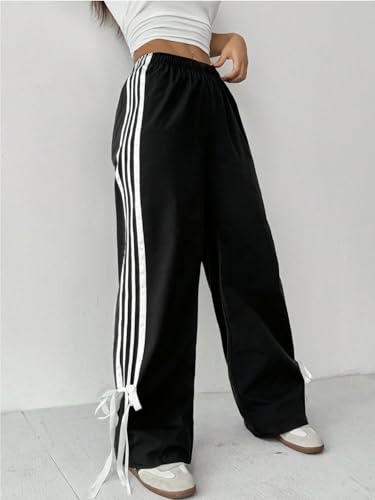 Image of Elasticated Sporty Women Cargo Track Pant with Side Stripes