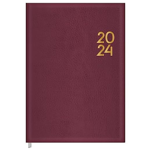 Tilibra - Agenda Executiva Costurada Diária 13,4 x 19,2 cm Torino Cores 2024 - Vermelho Bordô