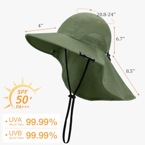 Image of Solaris Sun Hat with Neck Flap, UPF 50 Sun Protection Lightweight Sun Cap for Men Women, Wide Brim Hat for Fishing Hiking