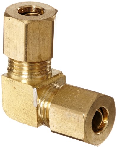 Anderson Metals - 50065-04 50065 Brass Compression Tube Fitting, 90 Degree Elbow, 1/4" x 1/4" Tube OD