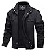 MAGCOMSEN Herren Winter Übergangsjacke Baumwolle Armee Feldjacke Herren Outdoor Winddicht Blouson Atmungsaktiv Bomber Jacken mit Taschen Schwarz XL