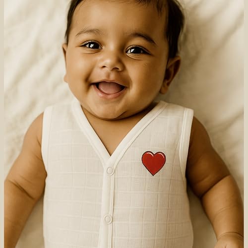 Image of 5 piece Premium Muslin Jabla vest With Snap button| Newborn | for Boys & Girls | Comfy Jabala | Sleeveless dress | Baby Products | Casual Clothing | Size - Newborn - 3months- White