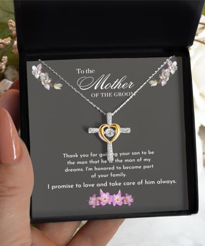 Mother of the Groom Gifts from Bride (.925) Stirling Silver Cross Necklace, Gift for Moms on Wedding Day Card and Jewelry, Mother in Law Wedding Gift from Bride2