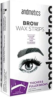 VEGAN Andmetics Brow Wax Strips for Thicker & Fuller Brows - Eyebrows - Hair Removal with Aloe Vera, 8 STRIPS + 4 CALMING WIPES - Patented Strips