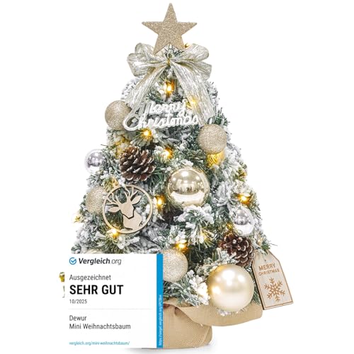 Dewur Mini Weihnachtsbaum Kleiner mit Beleuchtung LED Tisch künstlich...