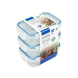 Addis Recipientes herméticos para almacenamiento de alimentos, 240 ml, rectangulares, paquete de 3 recipientes herméticos, sin BPA, clips de tapa de fácil bloqueo, transparente