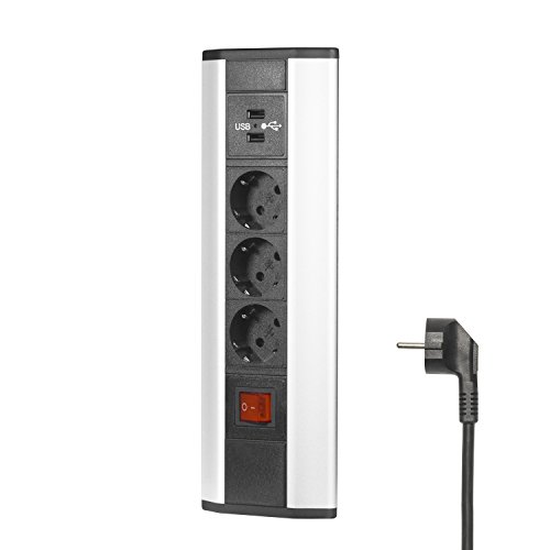 GTV Presa Da Tavolo Angolare Con Interruttore E Messa A Terra - 230V 16A - Soluzione Salvaspazio Per Scrivania