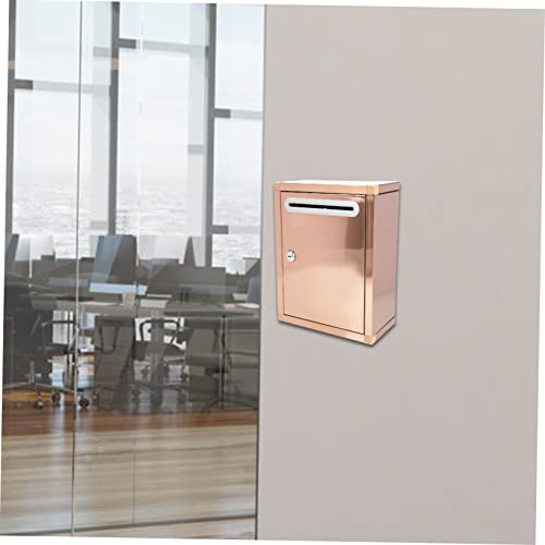Yardwe Mailbox Box Stainless Steel Mailbox Letter Delivery Box Wall Mount Letter Box Hanging Postbox Letter Flash Cards Wall Mail Holder Donation Box With Lock Lockable Mailbox Metal Box #TOP6