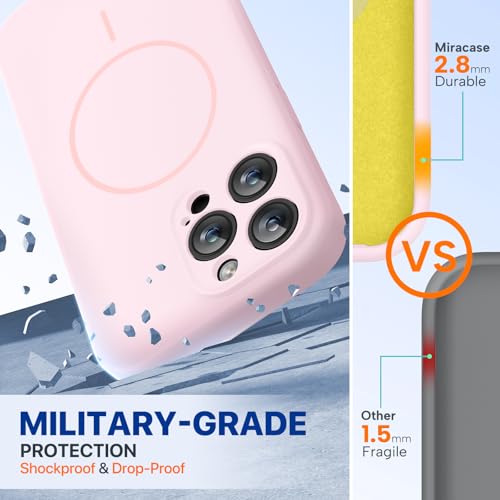 Image of Miracase Magnetic for iPhone 14 Pro Max Case, [Soft Anti-Scratch Microfiber Lining], Compatible with MagSafe, Silicone Shockproof Protection Phone Case for iPhone 14 Pro Max,Sand Pink
