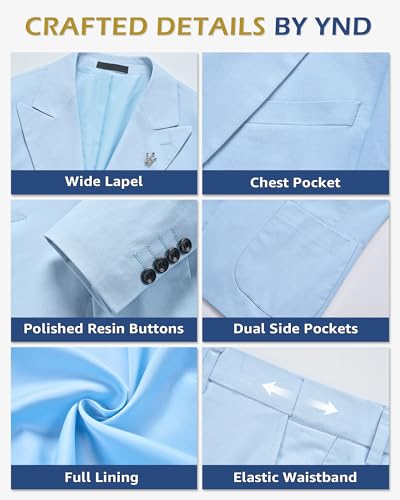 YND Men's 2 Piece Casual Linen Suit, Regular Fit Lightweight Blazer and Pants, Tuxedo for Casual Wedding Business Outfit3