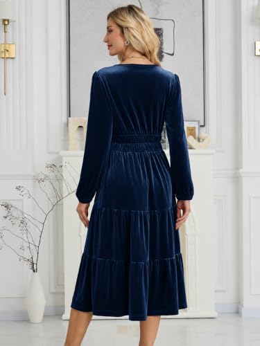 Image of Jayscreate Women's 2025 A-line Suede Dress Pocket Mini V Neck Elegant Long Sleeve Spring Fall Winter Short Dress