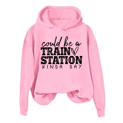 Sudadera con capucha de gran tamaño para mujer, con estampado de letras navideñas, manga larga, holgada, para invierno, informal, para deportes, 07#_rosa, XL