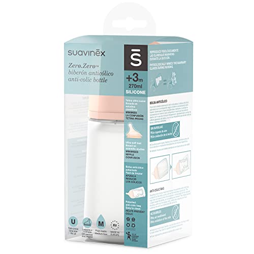 SUAVINEX Zero-Zero Anti-Kolik-Flasche, 0 Monate Durchschnittlicher Durchfluss 270 ml, weiß – Bild 3