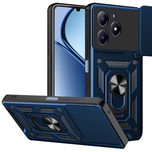 Image of AESTMO Tough Armor Realme C63 / Narzo N63 Bumper Back Case Cover | Ring Holder & Sliding Camera Shield Cover | 360 Degree Protection Back Case Cover for Realme C63 / Narzo N63 (Blue)