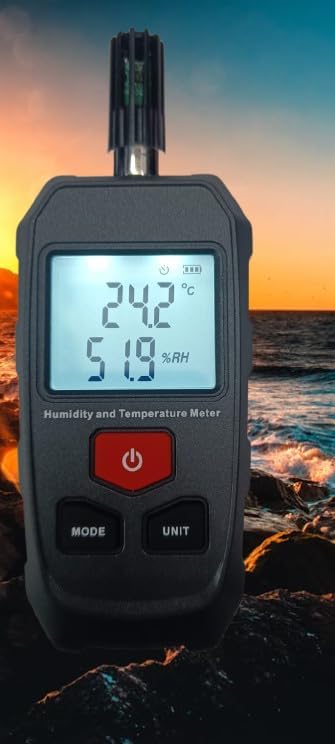 Digital Temperature and Humidity Meter, Thermometer Hygrometer Monitor with Dew Point and Wet Bulb Temperature, Backlight, Max/Min Value, Data Hold-image-0