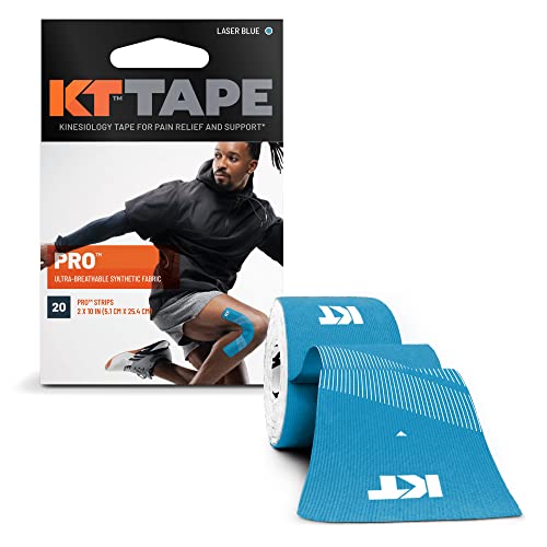 Image of KT Tape Pro Kinesiology Therapeutic Sports Tape, Latex Free, Water Resistance, Pro & Olympic Choice, 20 Precut 10 inch Strips, Laser Blue