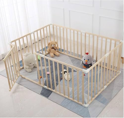 Laufgitter Baby aus massivem Kiefernholz – Baby Gitter Laufstall mit Tür – Klicksystem – Schneller Aufbau 20 Min – 120x160/140x140cm