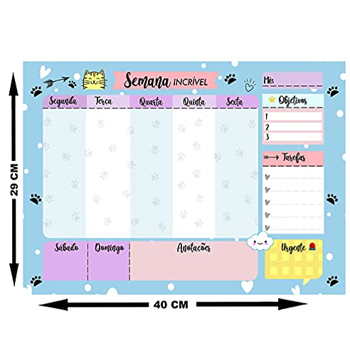 Quadro Planejador de Metal Semanal 29x40cm + Caneta