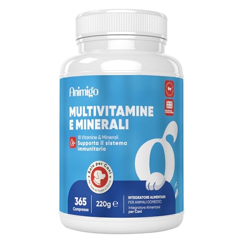 Vitamine per Cani con Minerali, 365 Compresse (1 Anno), 18 Vitamine e Minerali, Sistema Immunitario, Ossa, Articolazioni e Pelo, Integratori per Cani per Tutte le Taglie ed Età, Formulato nel Regno